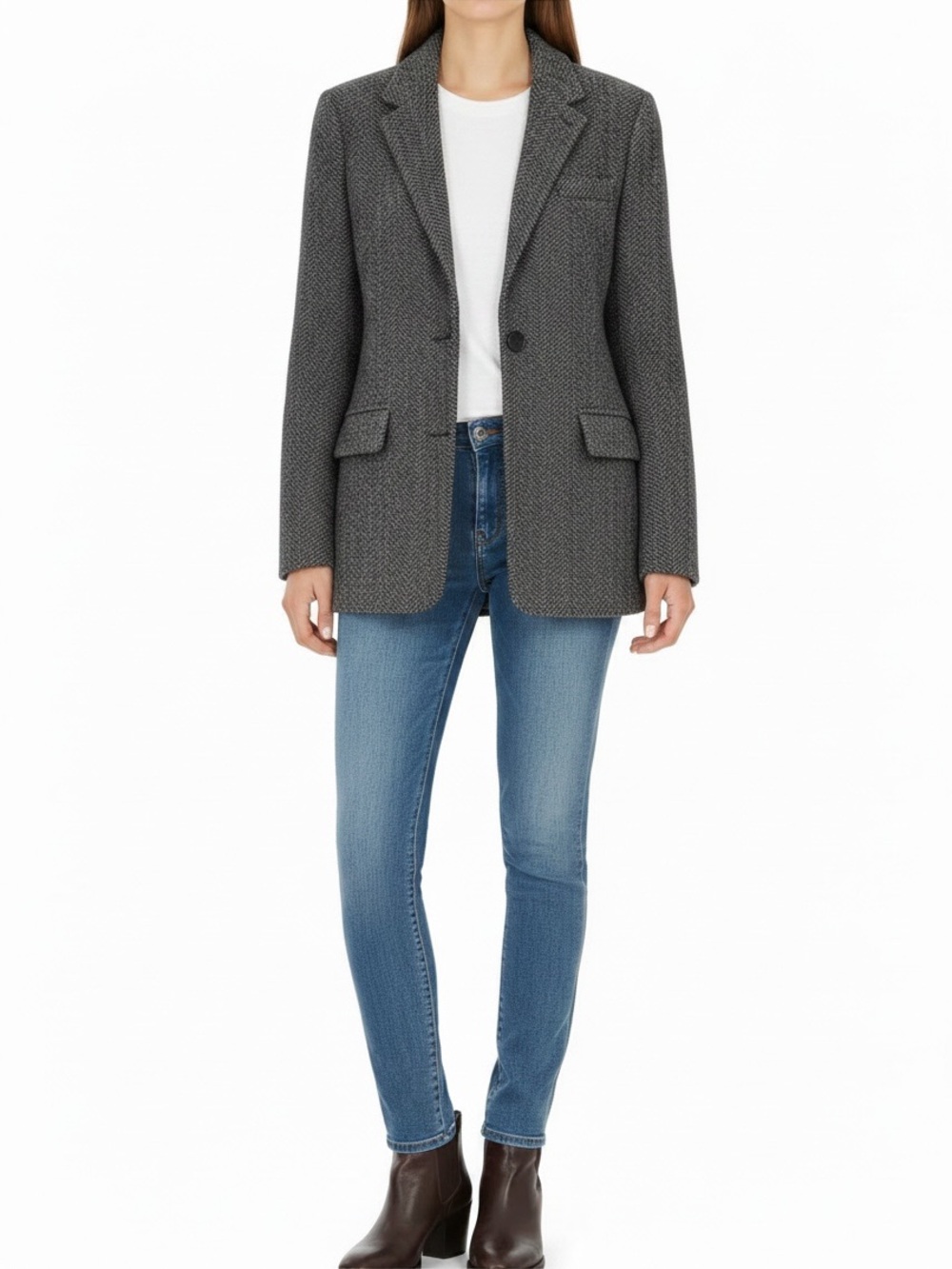 Bailey 44 Gray Tweed Single-Button Blazer